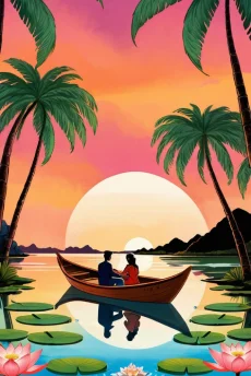 South Indian e-invite with illustrations of South Indian temples in the background